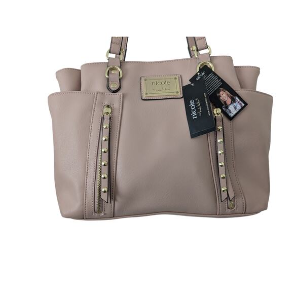 NWT Nicole Miller SOPHIA Large Tote with Zippers and Studs MSRP $85 - Picture 3 of 10